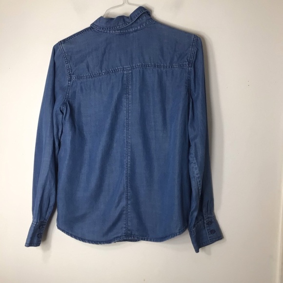 Chicos button up top women medium blue chambray career classic western feminine - Picture 8 of 10
